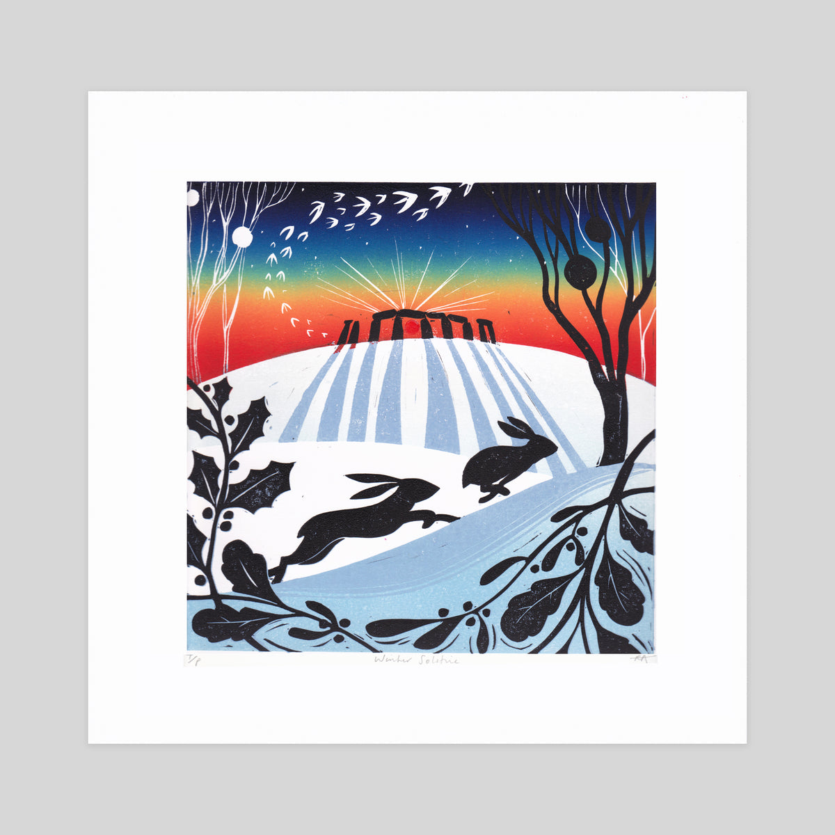 SECONDS - Winter Solstice Lino Print