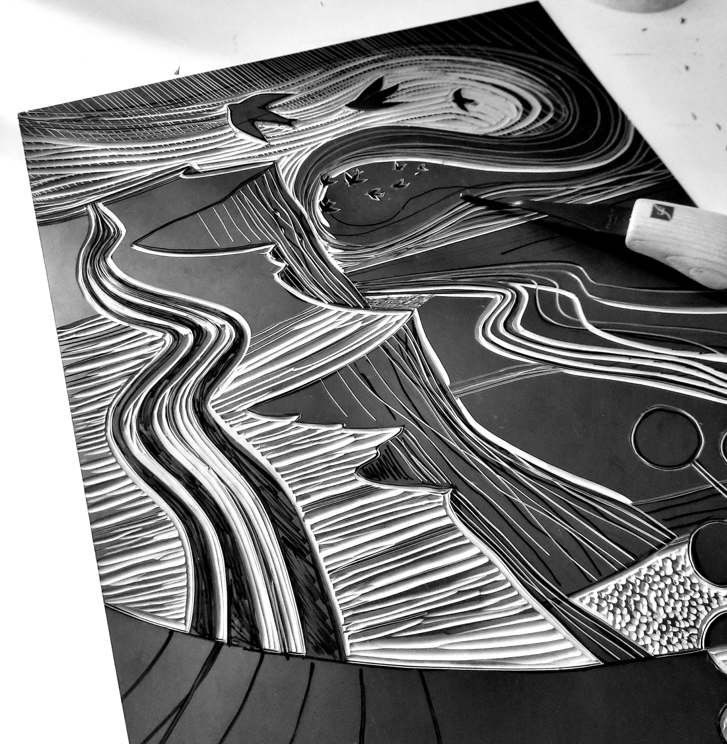Winding Path - Original Lino Print | Norfolk Landscape | Art Print