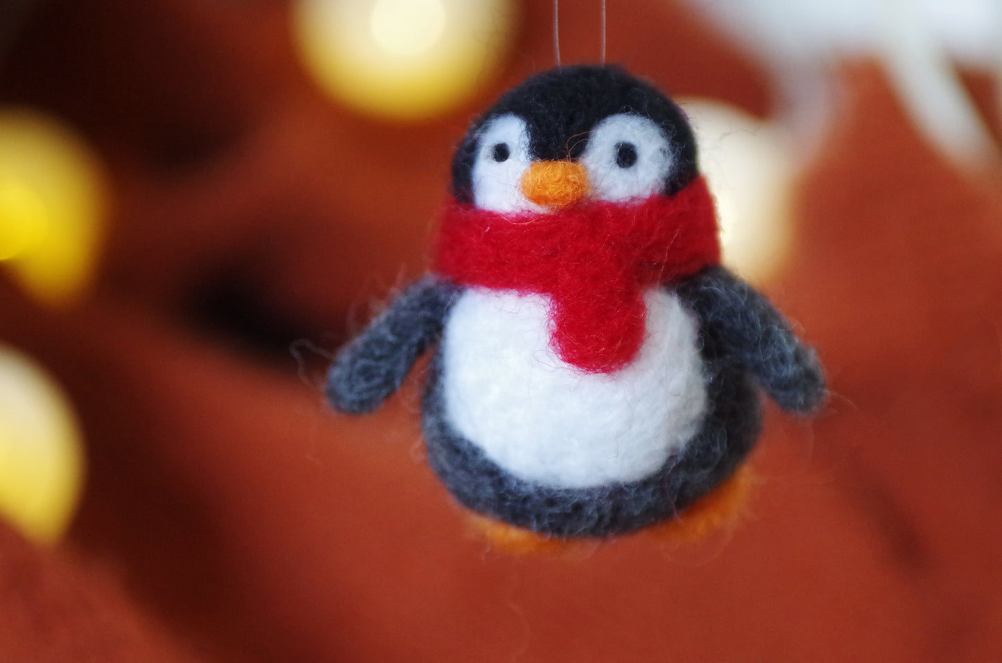 Handmade Needle Felted Penguin - Christmas Tree Decoration MADE TO ORDER