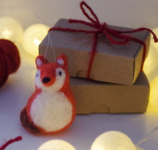 Handmade Needle Felted Fox Decoration -  Made to Order