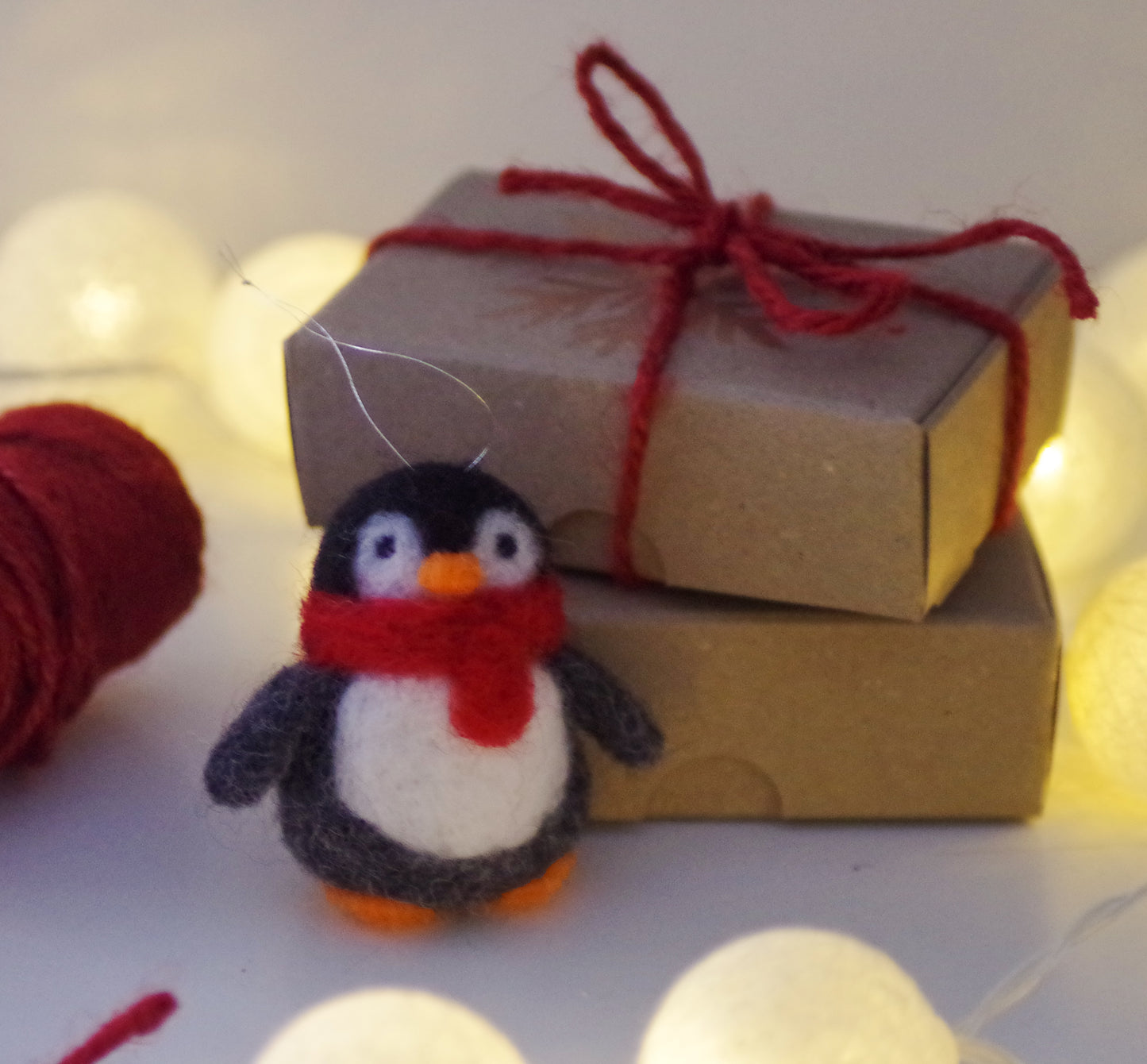 Handmade Needle Felted Penguin - Christmas Tree Decoration MADE TO ORDER