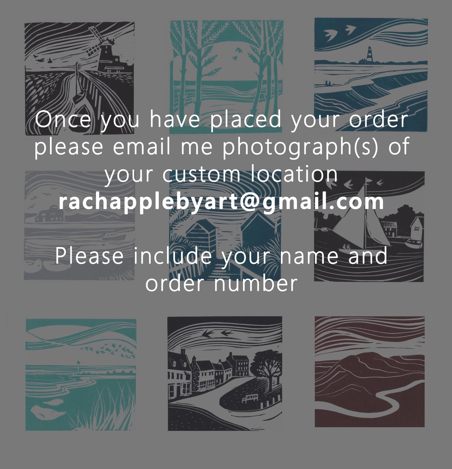 Custom Lino Print - Landscape Location