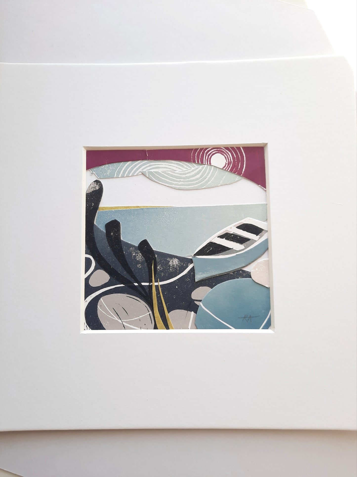 Ashore - Original Lino Print Collage | Coastal Collage | Wall Art