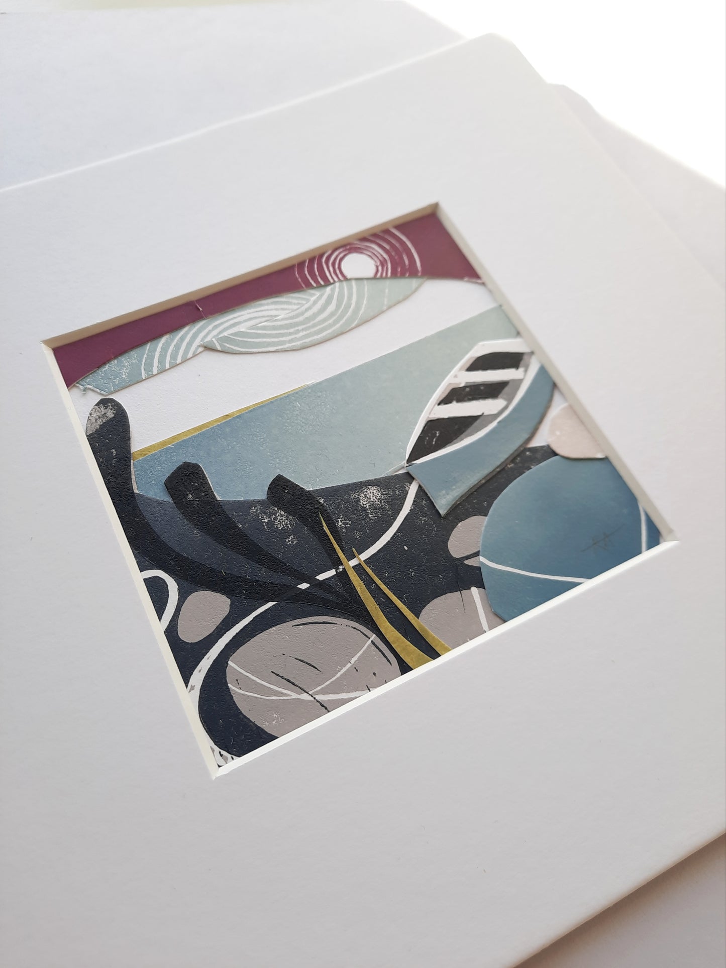 Ashore - Original Lino Print Collage | Coastal Collage | Wall Art