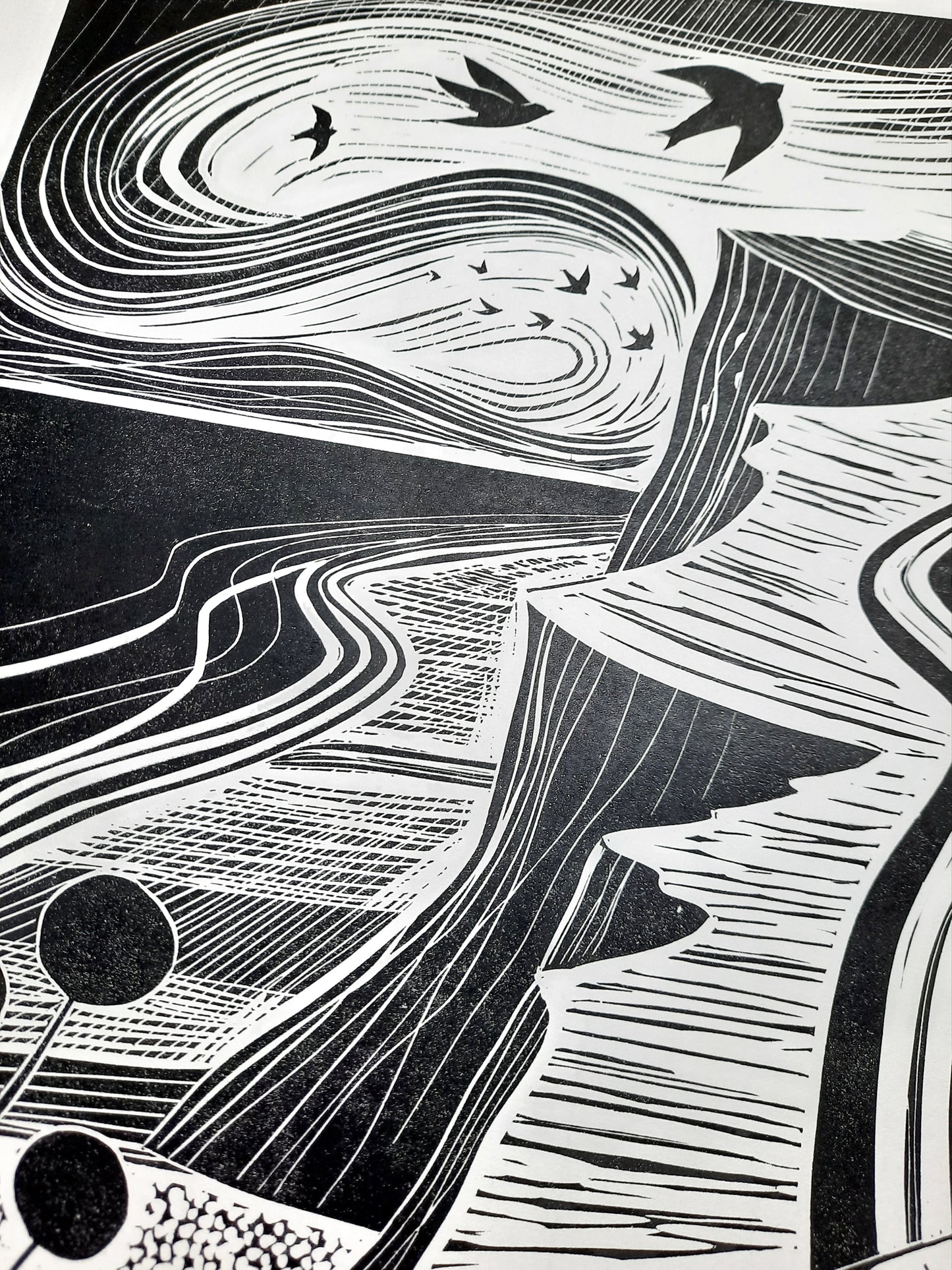 Winding Path - Original Lino Print | Norfolk Landscape | Art Print