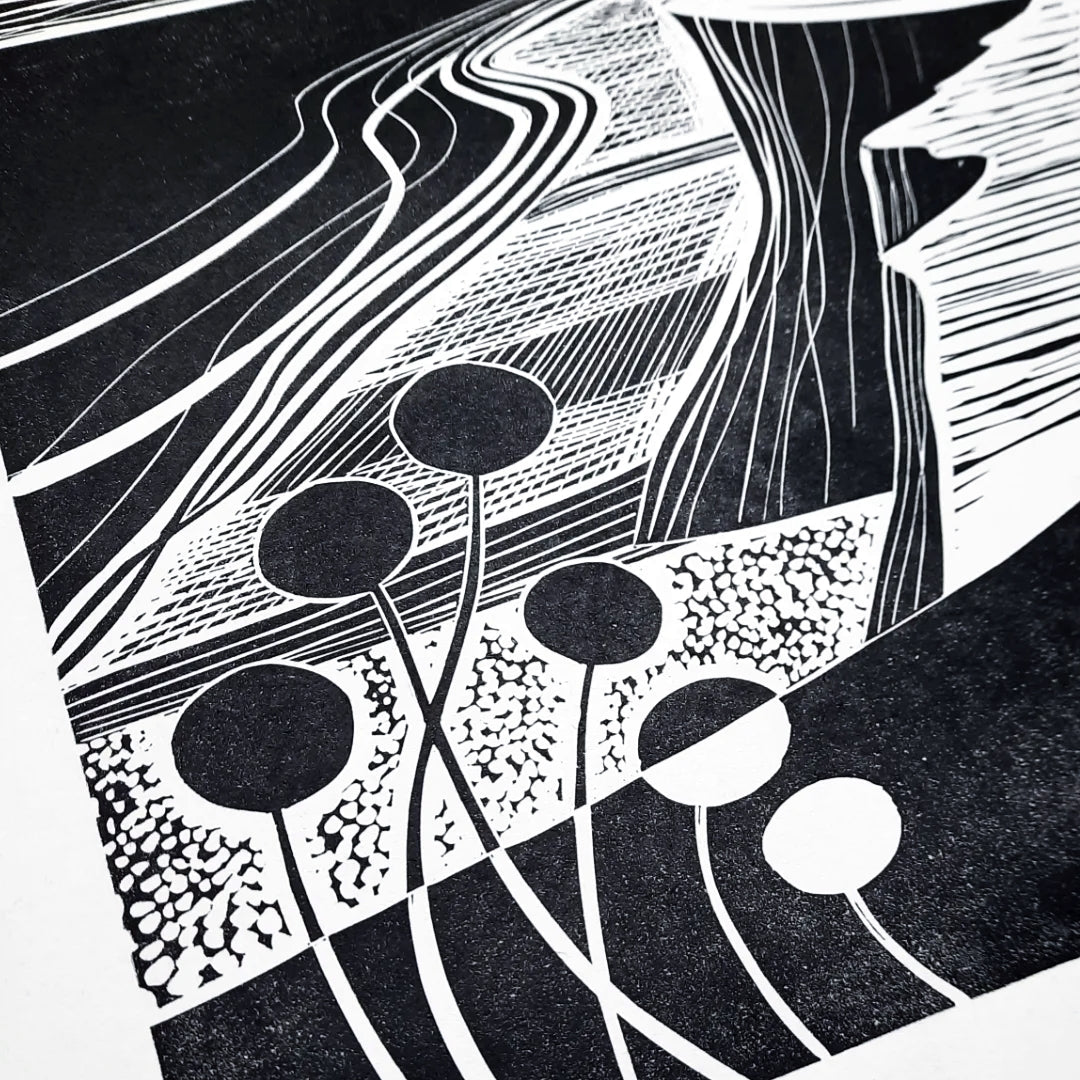 Winding Path - Original Lino Print | Norfolk Landscape | Art Print