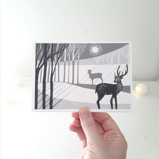 Moonlit Deer - Greetings Card | Christmas Card