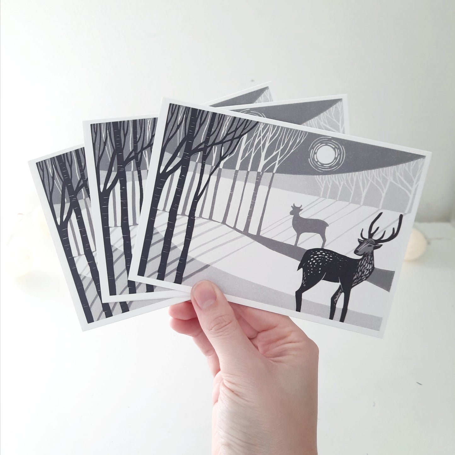 Moonlit Deer - Greetings Card | Christmas Card