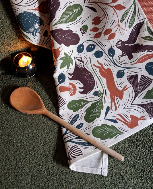 Autumn Delights Tea Towel - Natural Cotton Linen