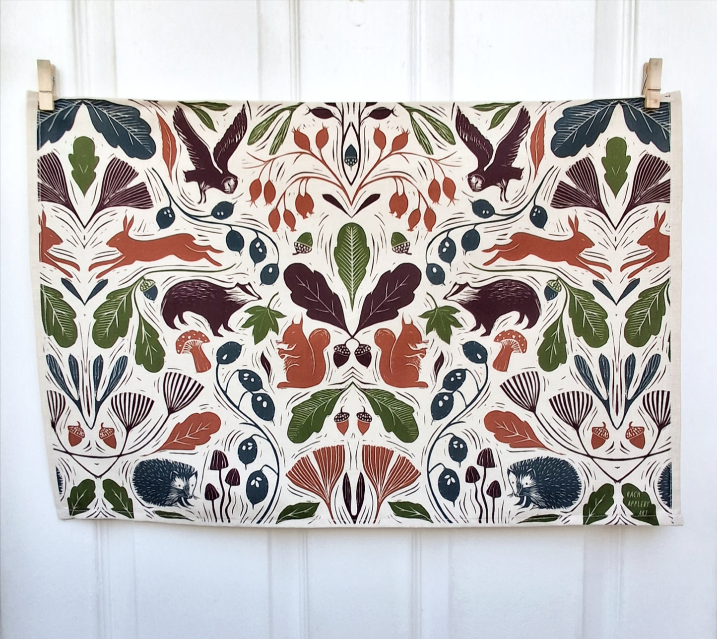 Autumn Delights Tea Towel - Natural Cotton Linen
