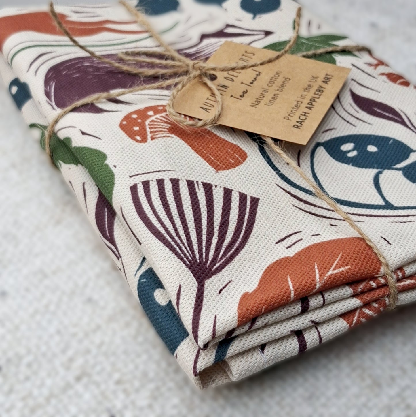 Autumn Delights Tea Towel - Natural Cotton Linen