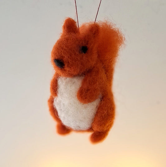 Handmade Needle Felted Red Squirrel Decoration - Made to Order