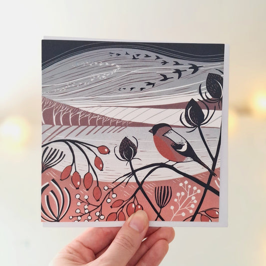 Winter Bullfinch - Greetings Card | Christmas Card