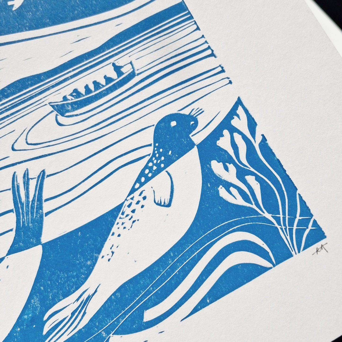 SECONDS Summer Seals Lino Print
