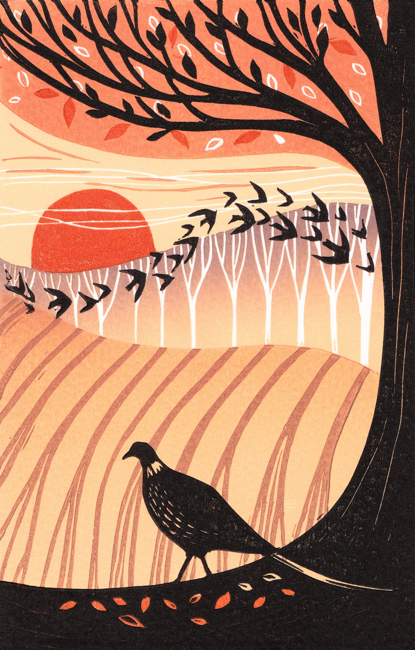 Autumn Shadows - Original Lino Print