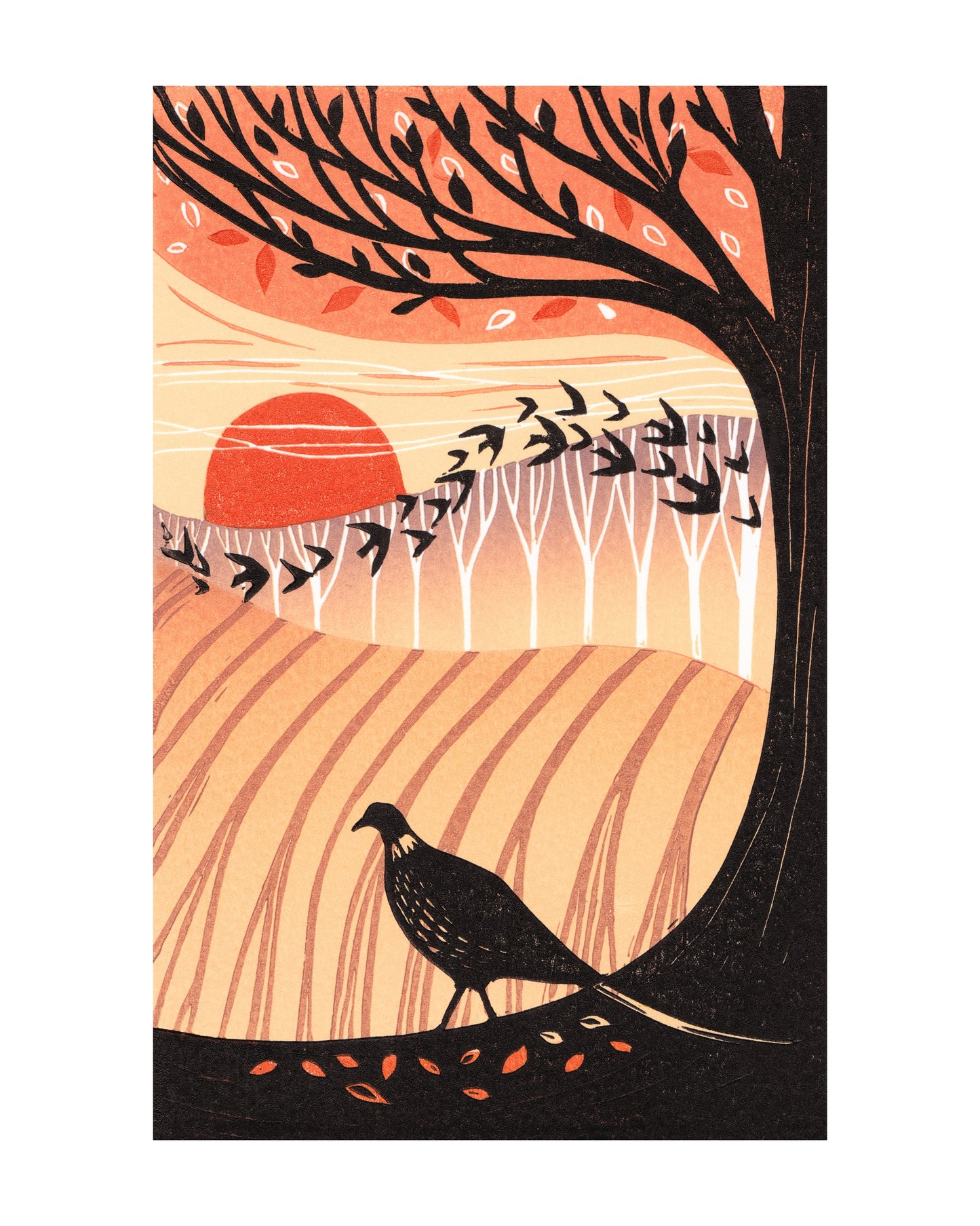 Autumn Shadows - Original Lino Print