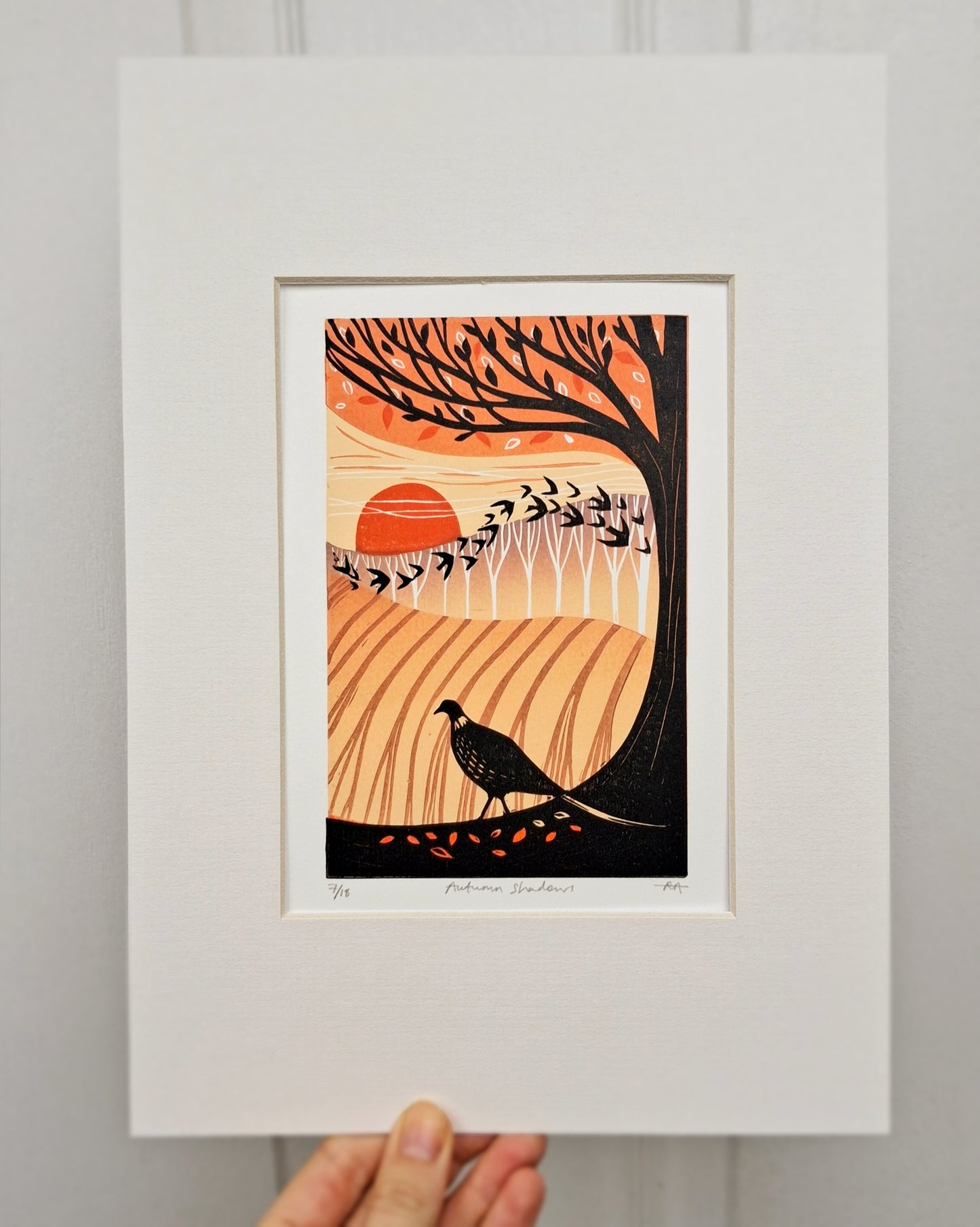Autumn Shadows - Original Lino Print