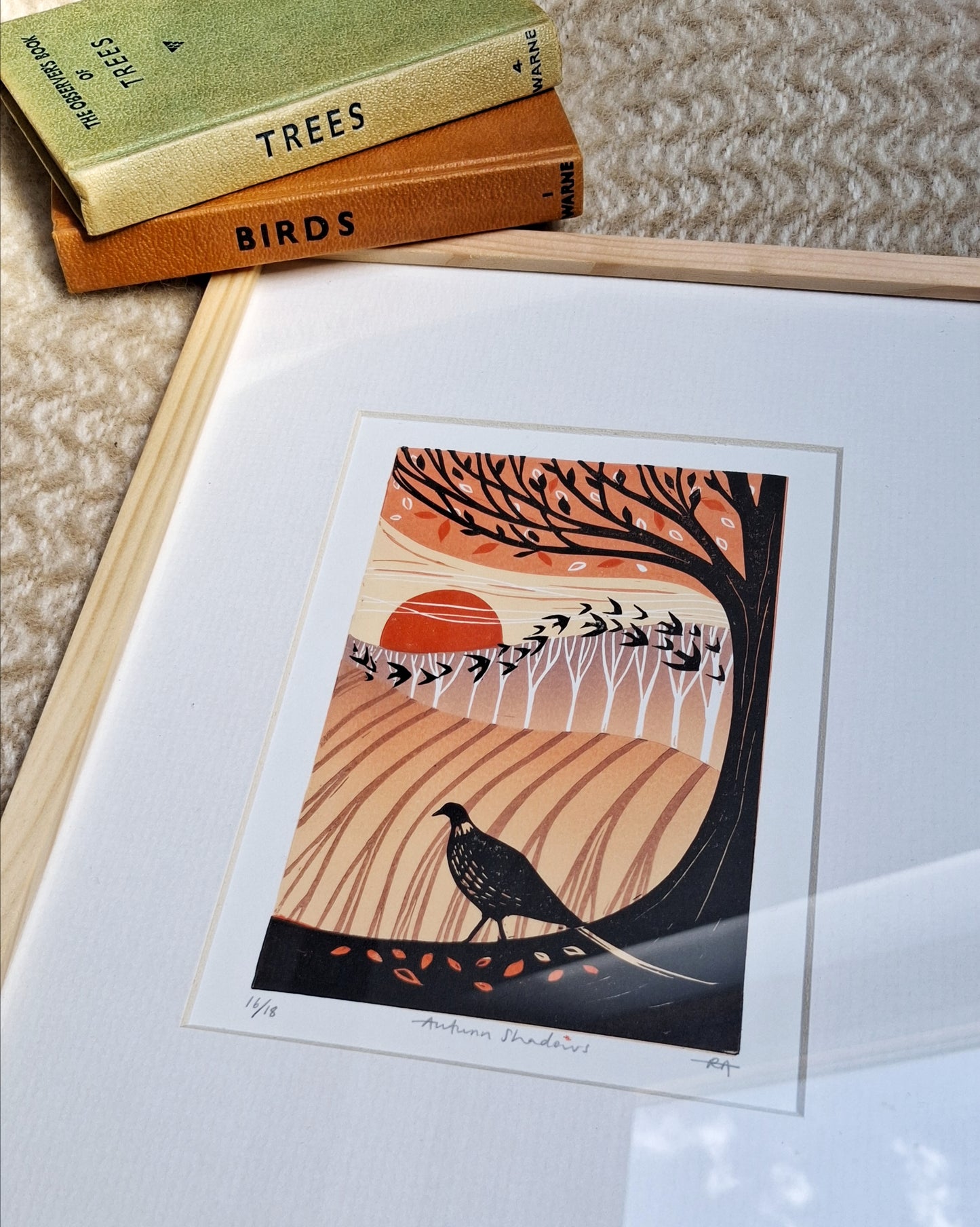 Autumn Shadows - Framed Lino Print