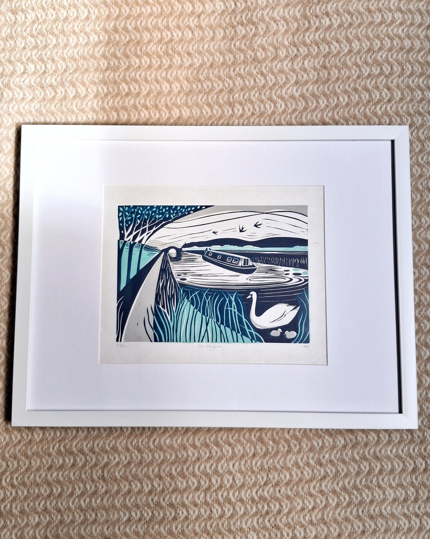 The Towpath - Framed Lino Print