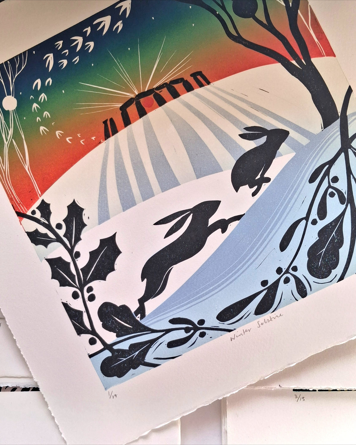 Winter Solstice - Original Lino Print