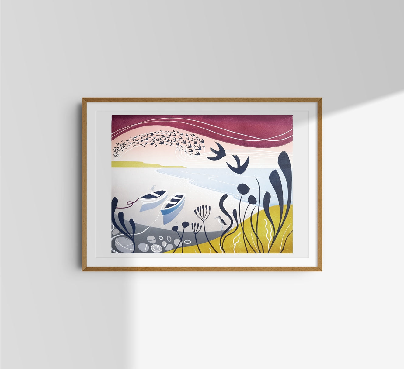 Flying Home - Original Limited Edition Landscape Lino Print | Unframed | Coastal Art