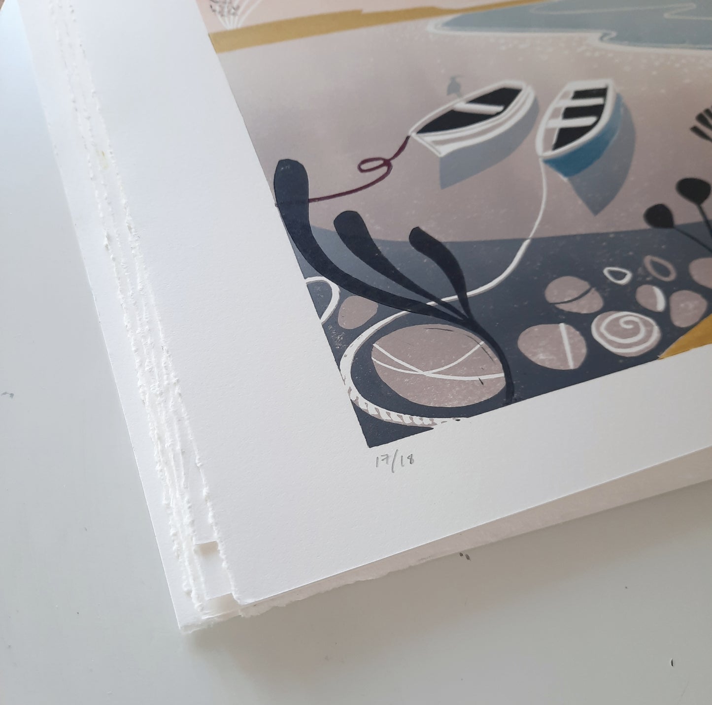 Flying Home - Original Limited Edition Landscape Lino Print | Unframed | Coastal Art