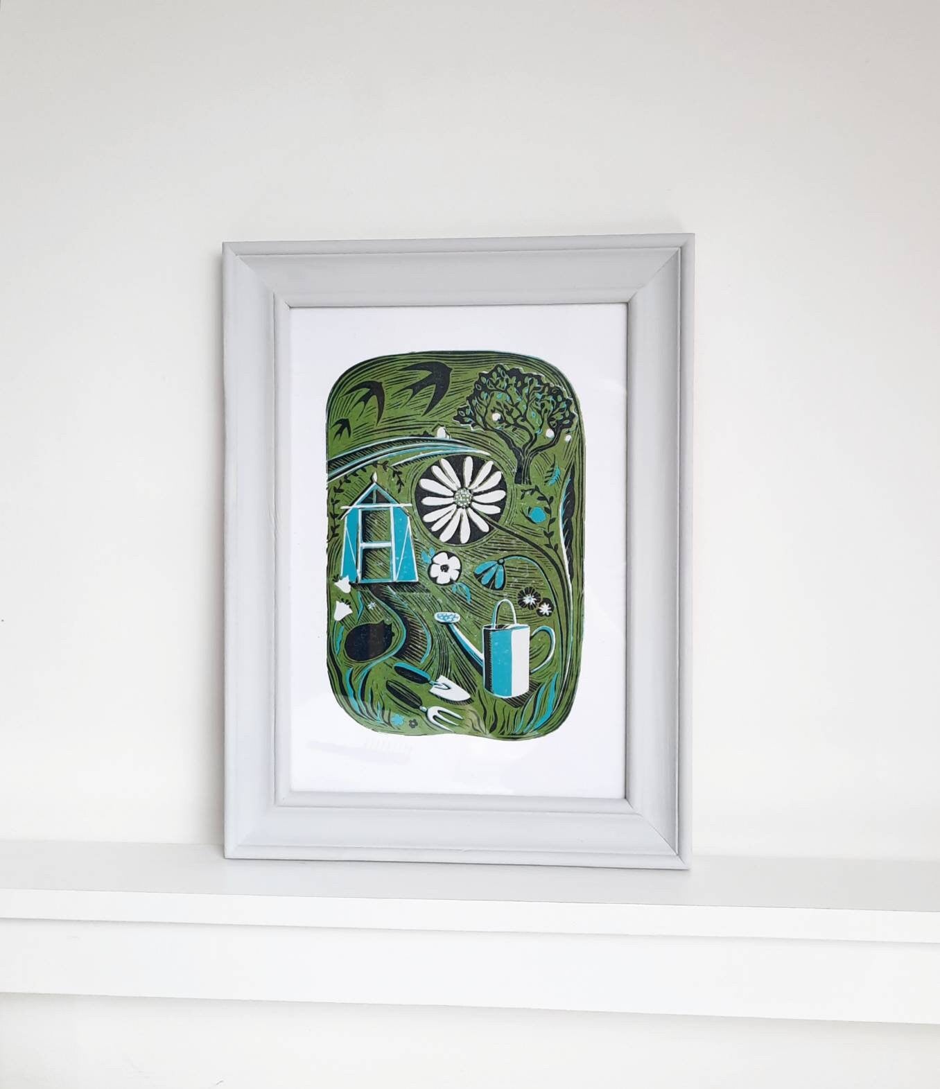 Garden Escape - Original Lino Print | Unframed | Gardening Artwork | Wall Art | Nature
