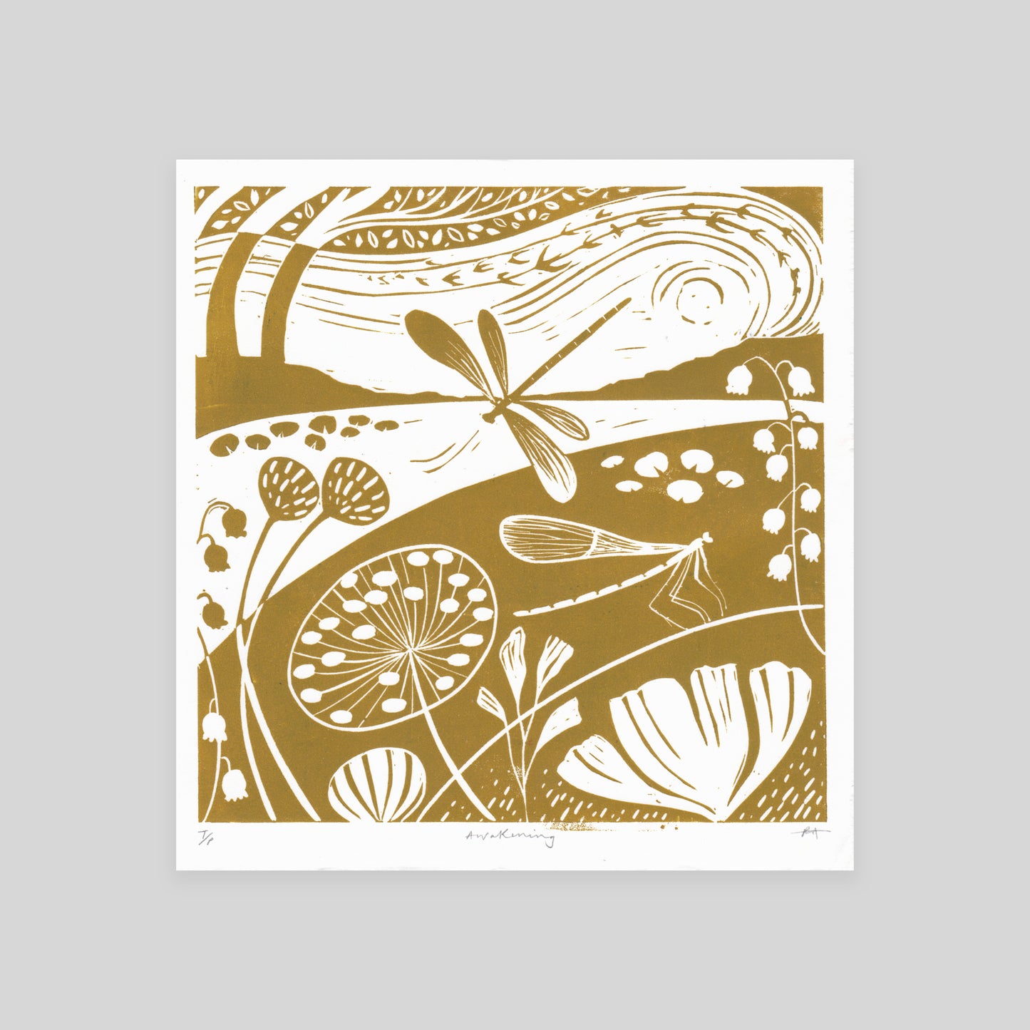 SECONDS Awakening Lino Print