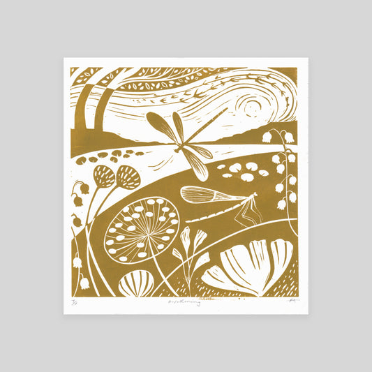 SECONDS Awakening Lino Print
