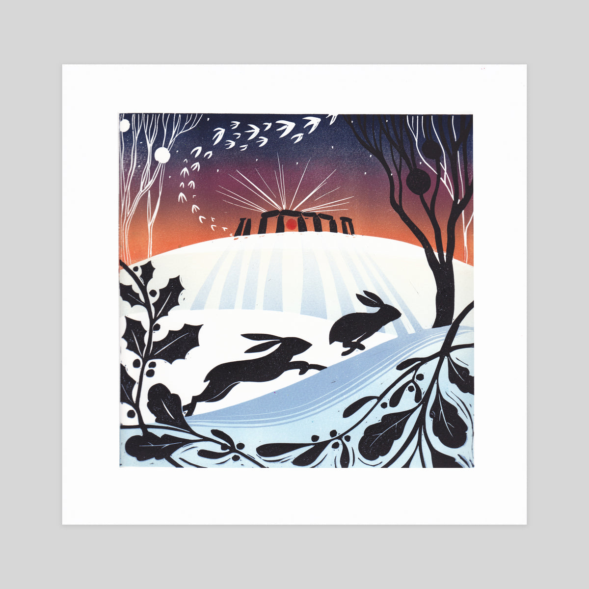 SECONDS - Winter Solstice Lino Print