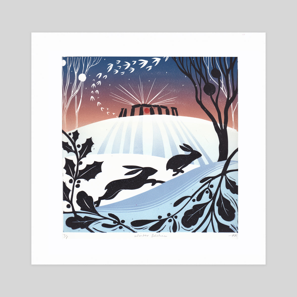SECONDS - Winter Solstice Lino Print