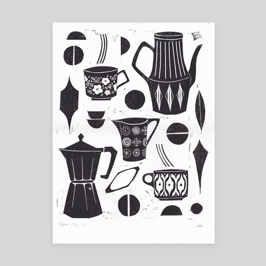 SECONDS Coffee Time Lino Print