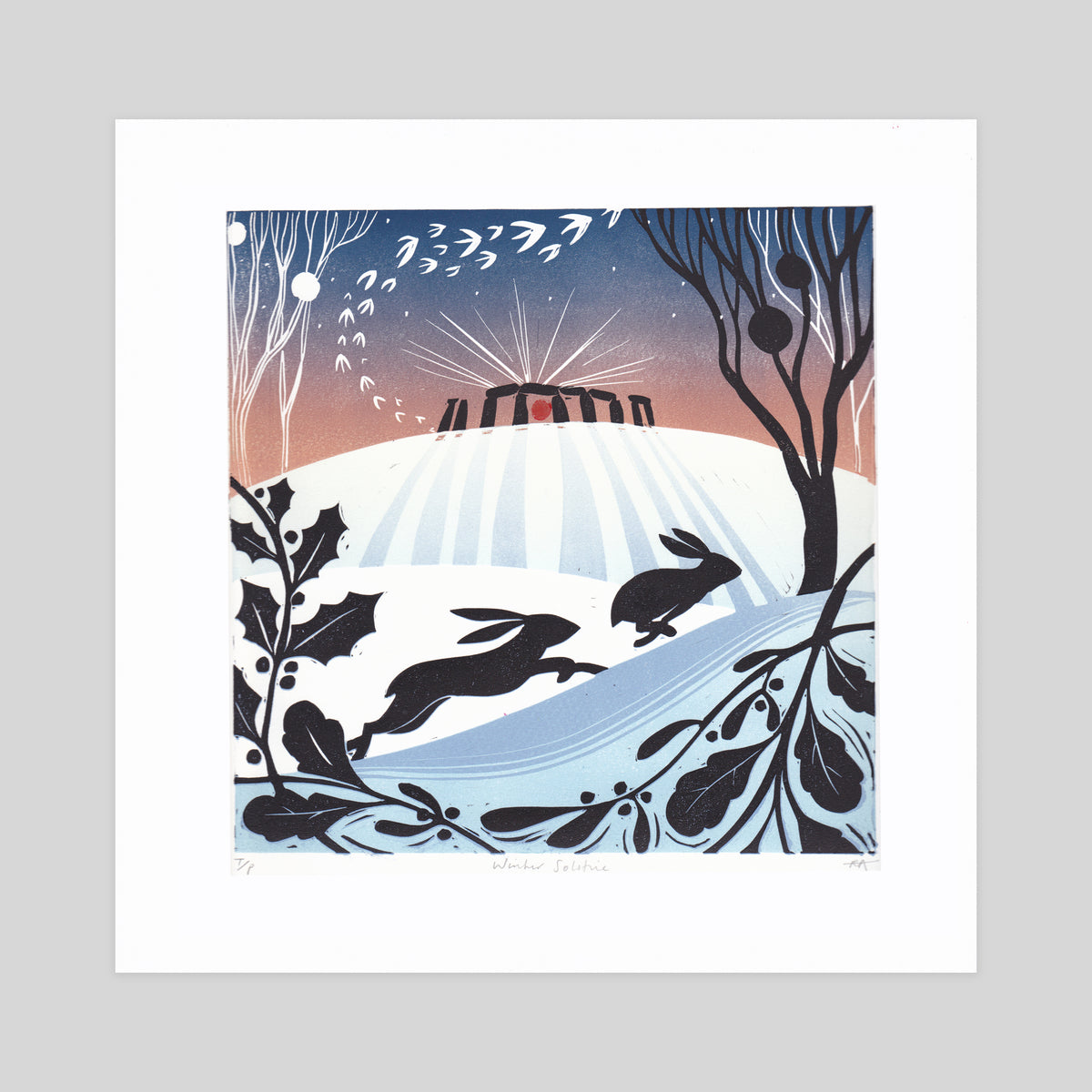 SECONDS - Winter Solstice Lino Print