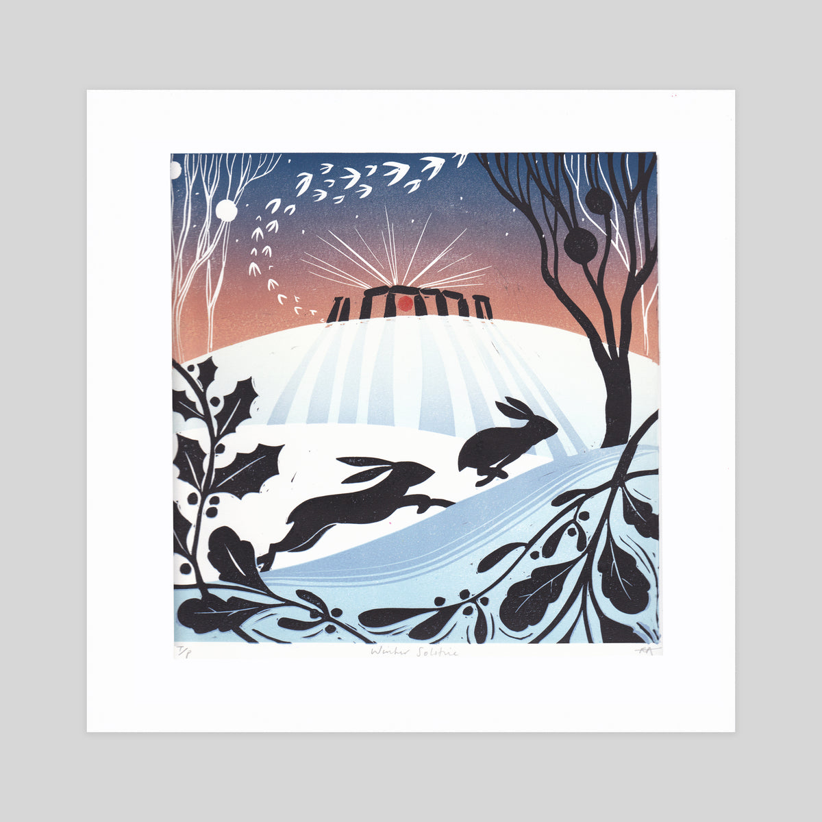 SECONDS - Winter Solstice Lino Print