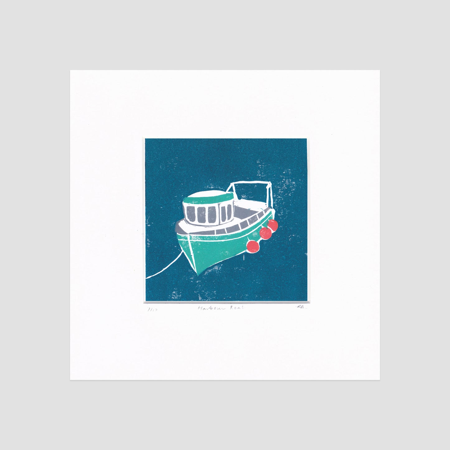 SECONDS Harbour Boat Lino Print