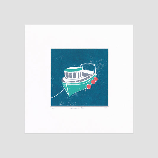 SECONDS Harbour Boat Lino Print
