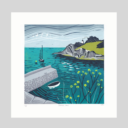 SECONDS Cornish Seas Lino Print