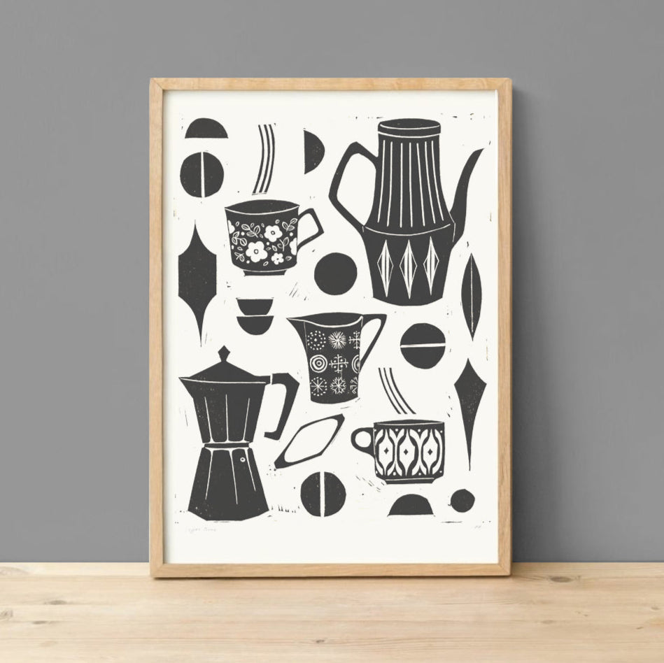 Coffee Time - Original Lino Print