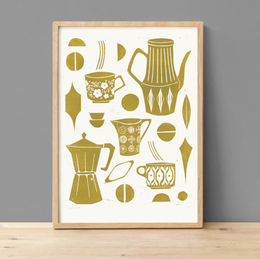 Coffee Time - Original Lino Print