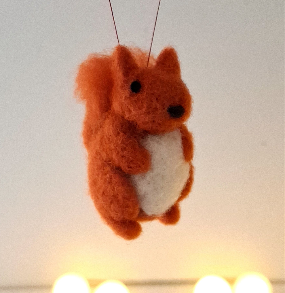 Handmade Needle Felted Red Squirrel Decoration - Made to Order