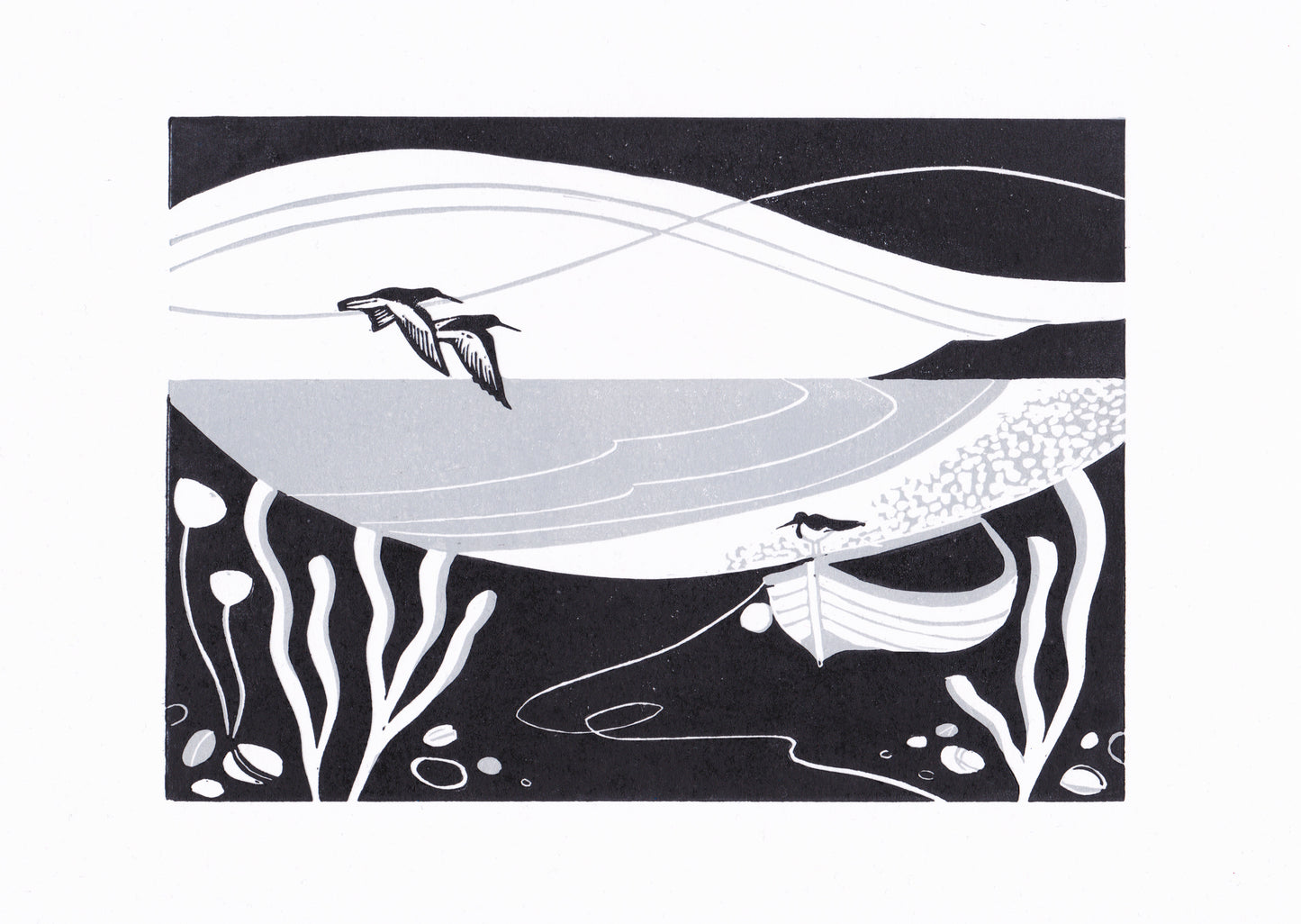 Sounds of the Shore - Original Lino Print | Unframed | Lino Cut | Gift Idea