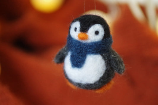 Handmade Needle Felted Penguin | MADE TO ORDER | Christmas Tree Ornament | Festive Decoration