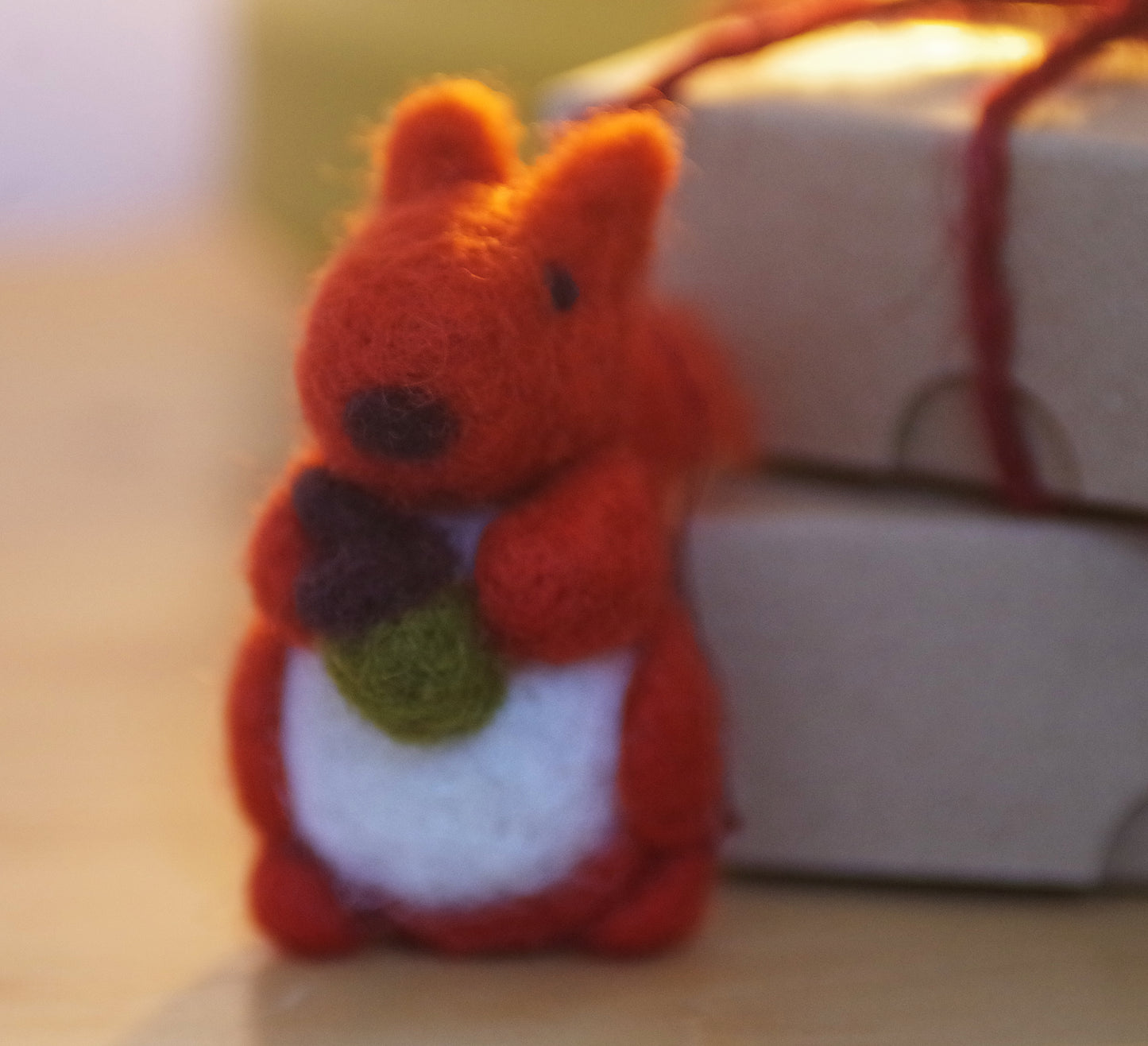 Handmade Needle Felted Red Squirrel Decoration - Made to Order