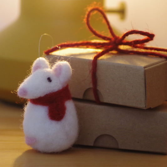 Handmade Needle Felted Mouse - Christmas Tree Decoration MADE TO ORDER