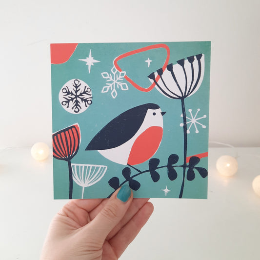 Retro Robin Greetings Card