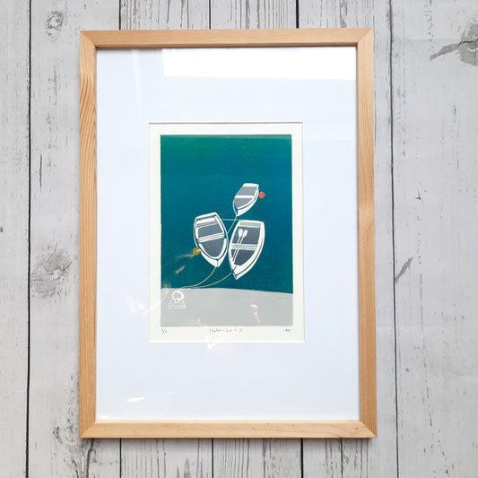 Harbour Boats - Framed Lino Print