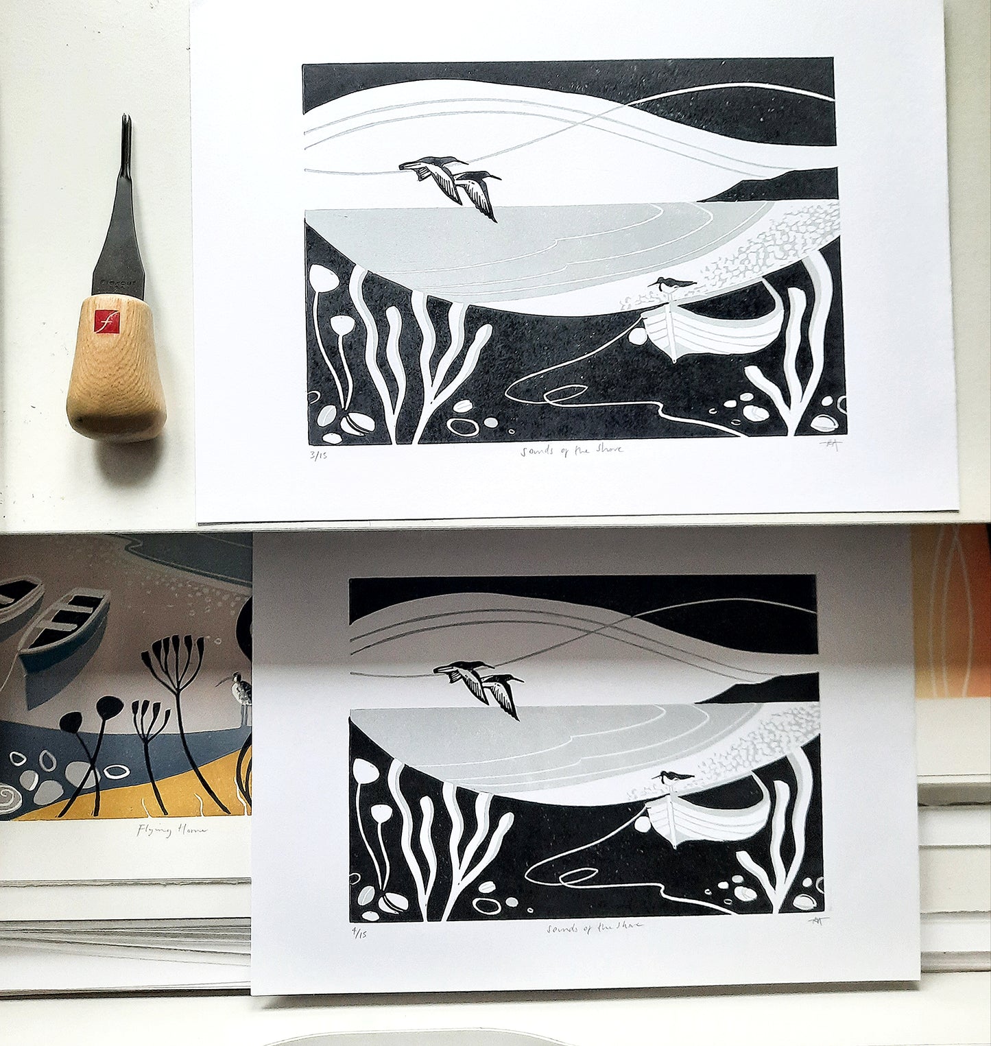 Sounds of the Shore - Original Lino Print | Unframed | Lino Cut | Gift Idea