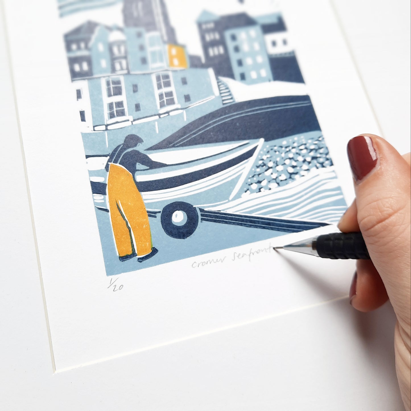 Cromer Seafront - Original Lino Print | Unframed | Norfolk Lino Cut | Gift Idea