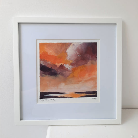 Fiery Skies Study - Original mixed media landscape painting