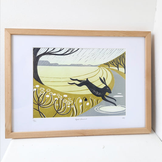 April Showers - Original Framed Lino Print